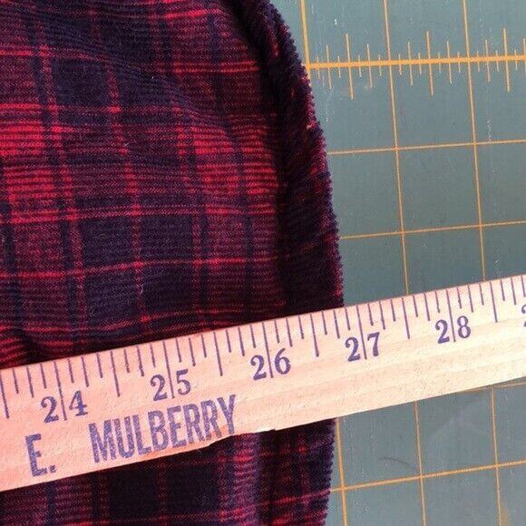 SOHO Threads Corduroy Jacket Medium Red/Blue Plaid Sherpa Hooded Womens Snaps - Picture 5 of 6